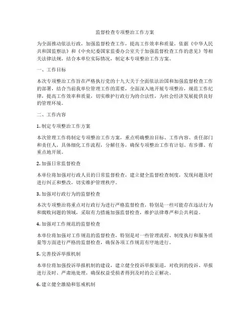 监督检查专项整治工作方案