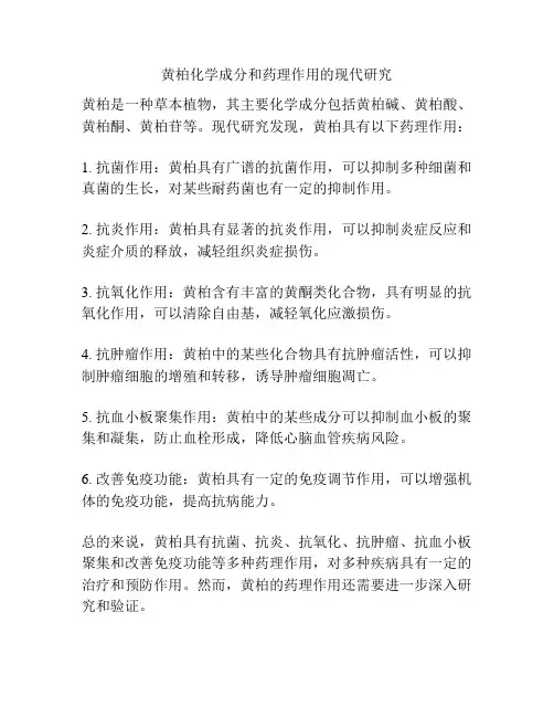 黄柏化学成分和药理作用的现代研究