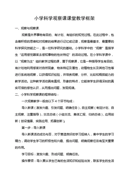 小学科学观察课课堂教学框架