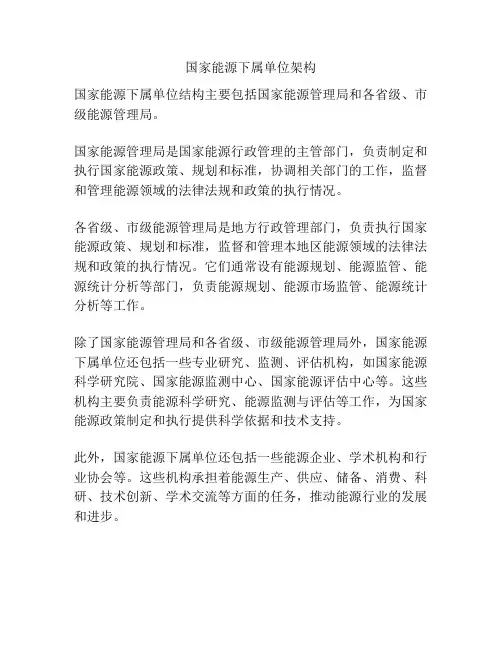 国家能源下属单位架构