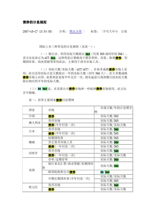 债券的计息规则