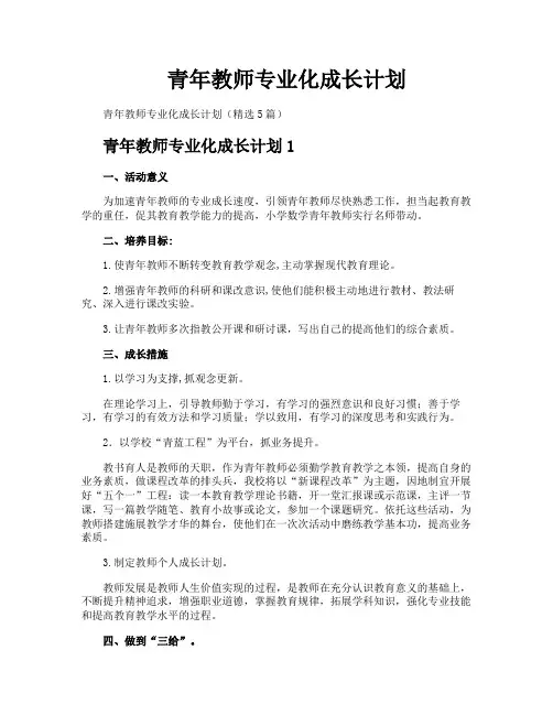 青年教师专业化成长计划