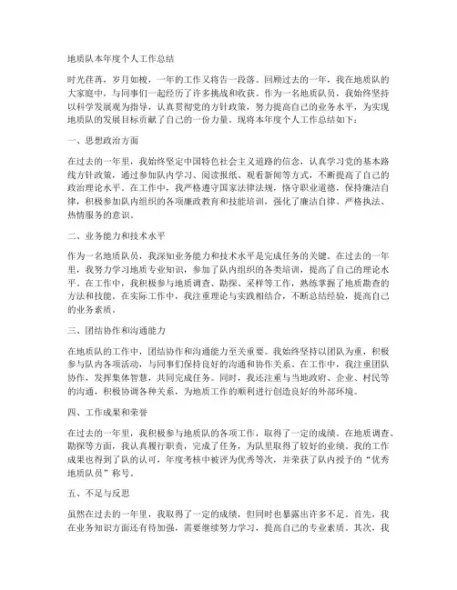 地质队本年度个人工作总结