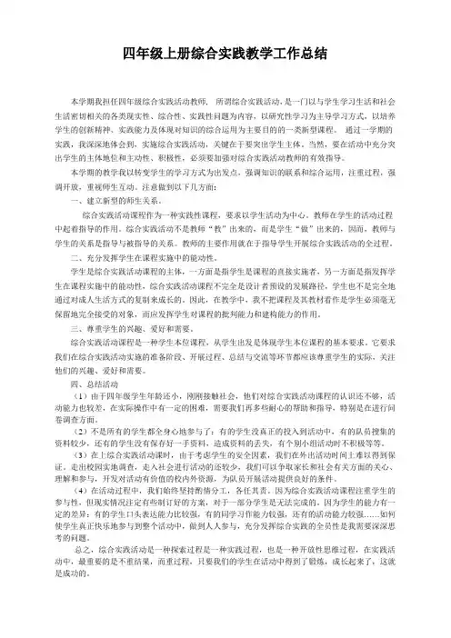 四年级上册综合实践总结