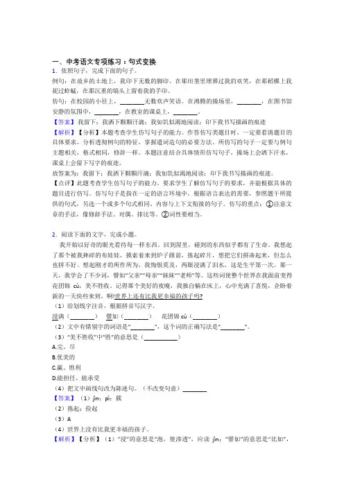 新部编中考语文句式变换训练含解析(1)