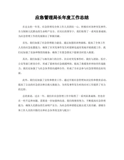 应急管理局长年度工作总结
