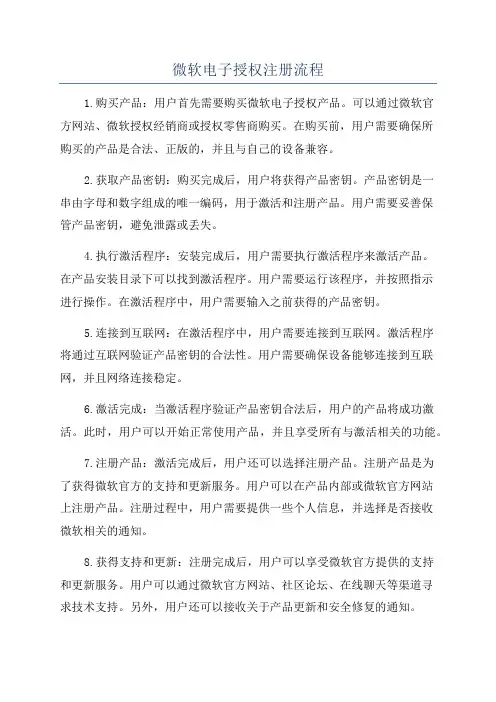微软电子授权注册流程