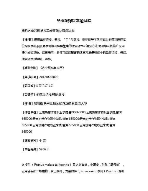 冬樱花嫁接繁殖试验
