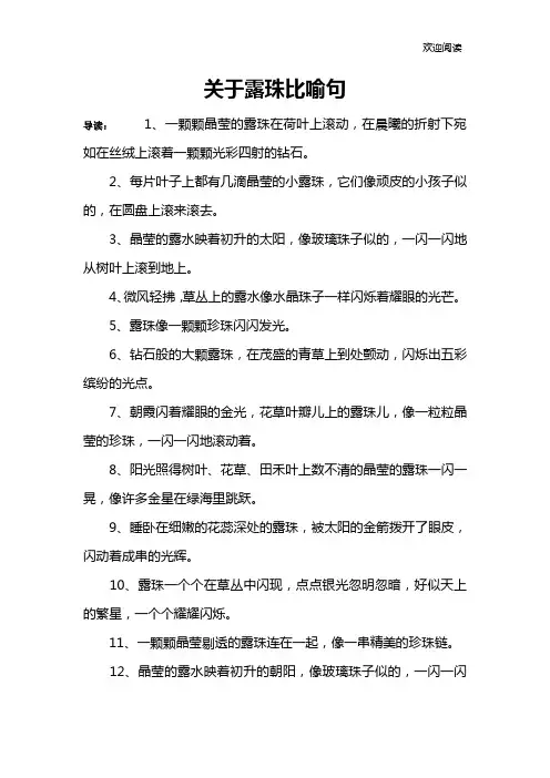 关于露珠比喻句