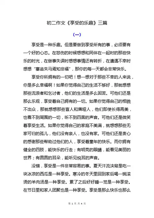 享受的乐趣作文600字初二