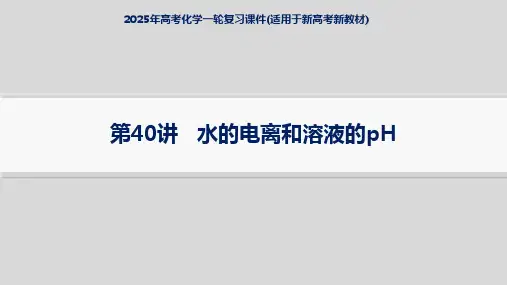 2025年高考化学一轮复习课件(适用于新高考新教材) 第40讲  水的电离和溶液的pH