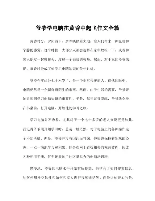 爷爷学电脑在黄昏中起飞作文全篇