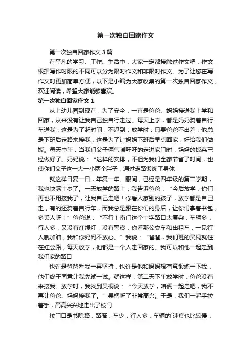 第一次独自回家作文3篇