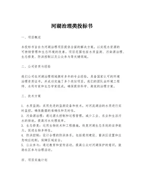 河湖治理类投标书