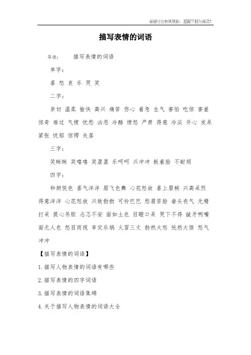 描写表情的词语