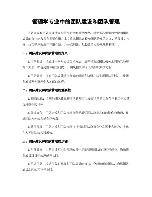 管理学专业中的团队建设和团队管理