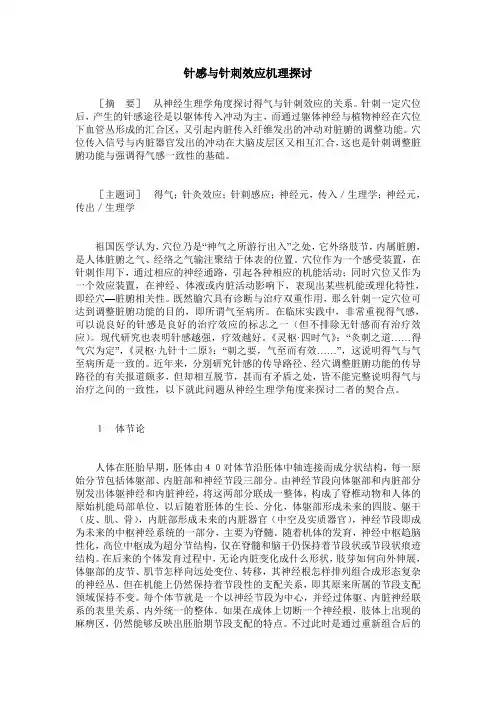 针感与针刺效应机理探讨