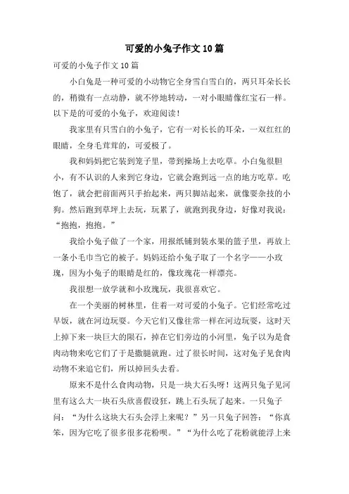 可爱的小兔子作文10篇