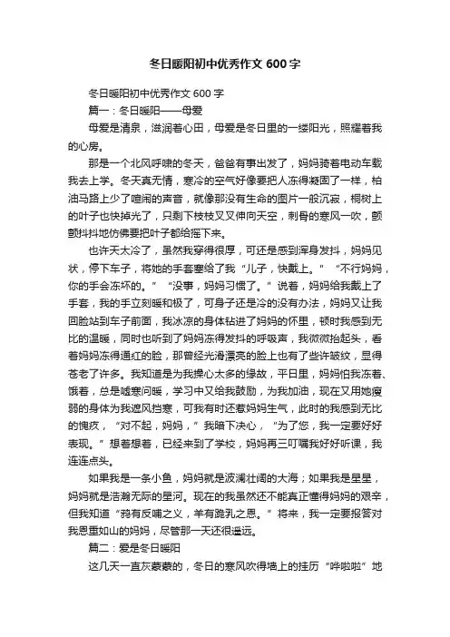 冬日暖阳初中优秀作文600字