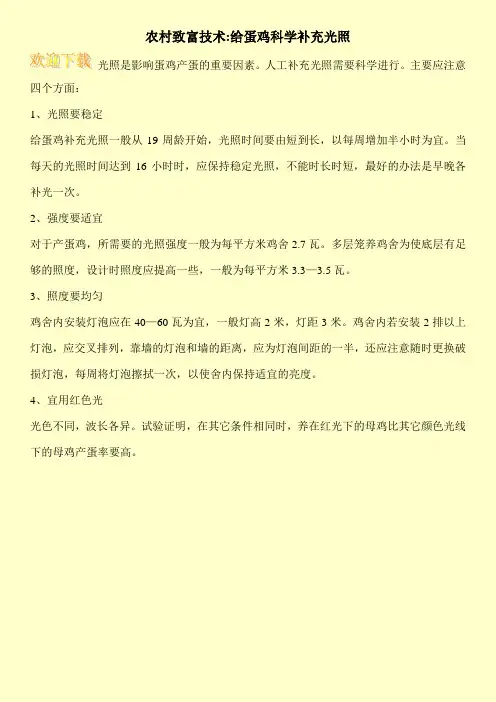 农村致富技术-给蛋鸡科学补充光照
