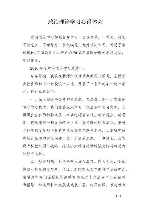 政治理论学习心得体会
