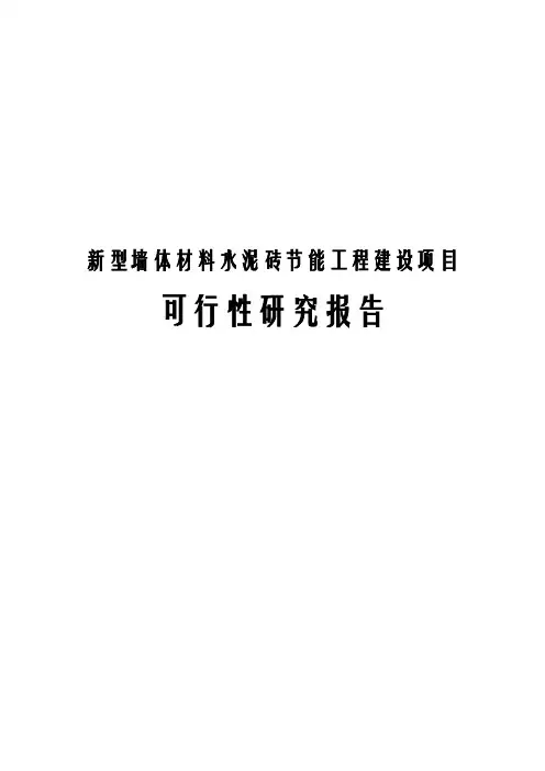新型墙体材料水泥砖节能工程建设项目可行性研究报告