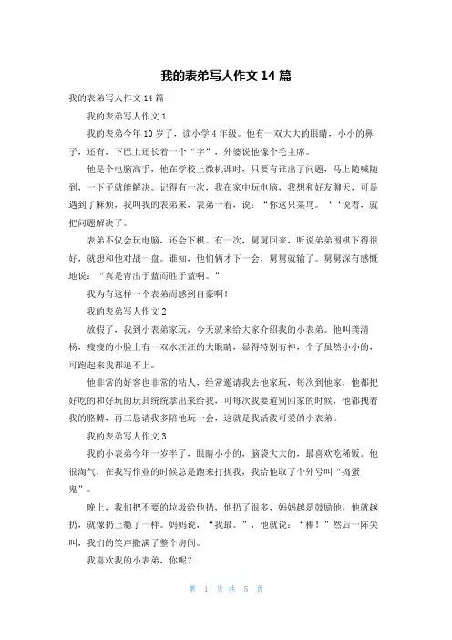 我的表弟写人作文14篇