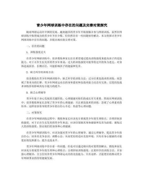青少年网球训练中存在的问题及完善对策探究