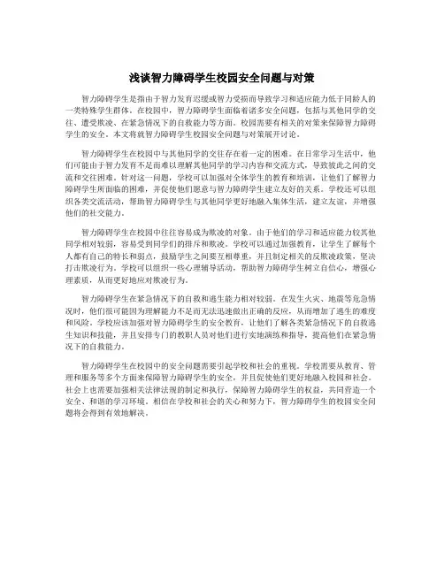 浅谈智力障碍学生校园安全问题与对策