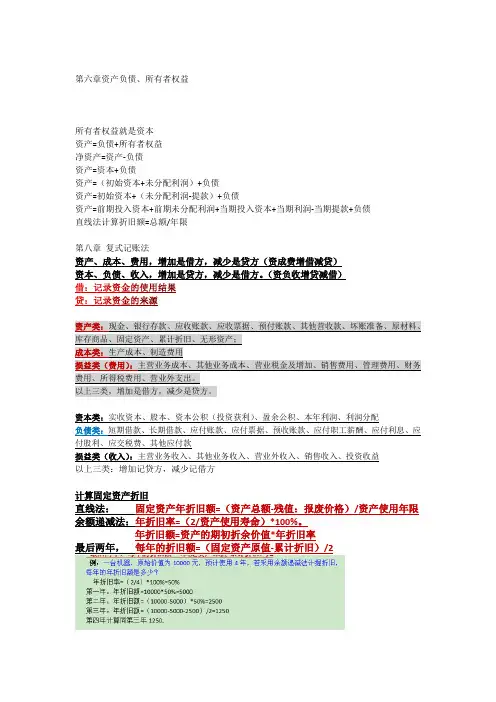 会计原理与实务会计公式