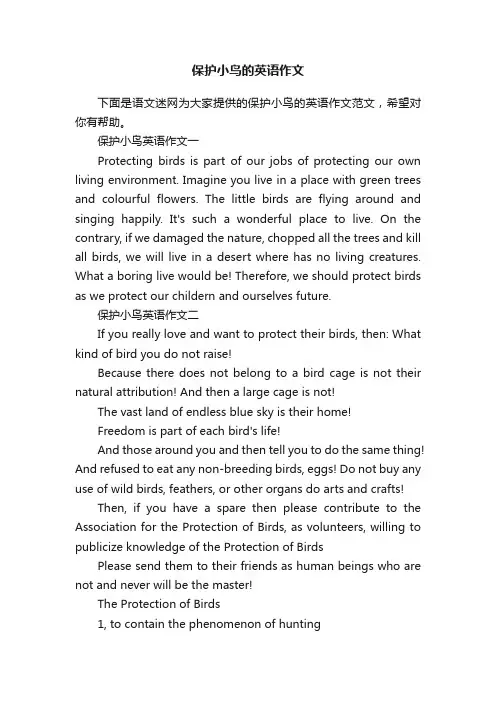 保护小鸟的英语作文