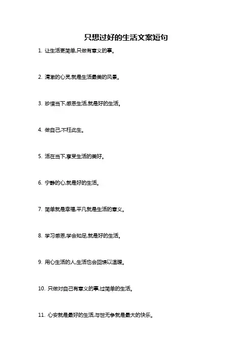 只想过好的生活文案短句