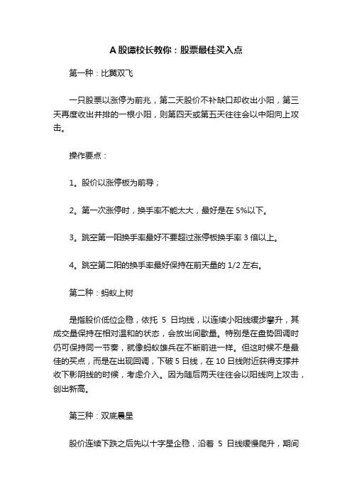 A股谭校长教你：股票最佳买入点