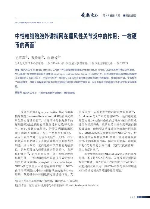 中性粒细胞胞外诱捕网在痛风性关节炎中的作用一枚硬币的两面