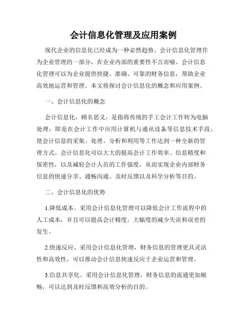 会计信息化管理及应用案例