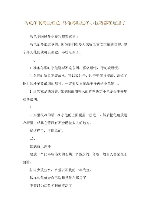 乌龟冬眠肉呈红色-乌龟冬眠过冬小技巧都在这里了