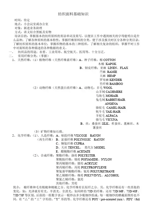 纺织面料基本知识