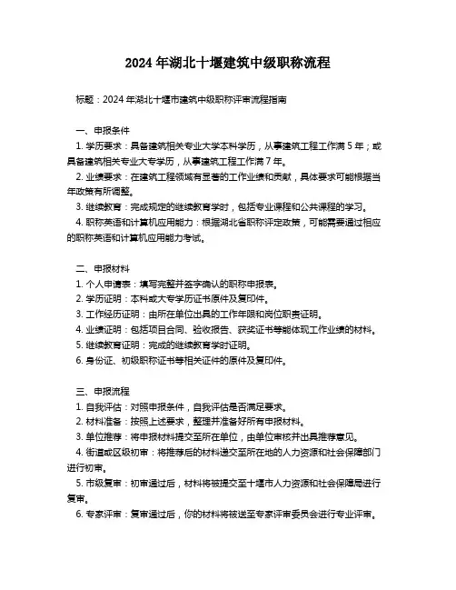 2024年湖北十堰建筑中级职称流程