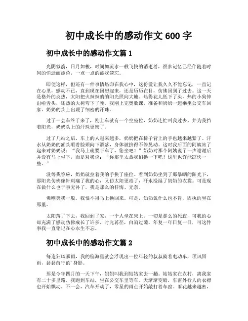 初中成长中的感动作文600字