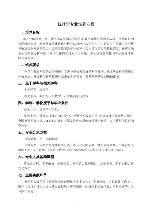 统计学专业培养方案