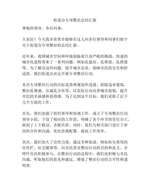 街道办专项整治总结汇报