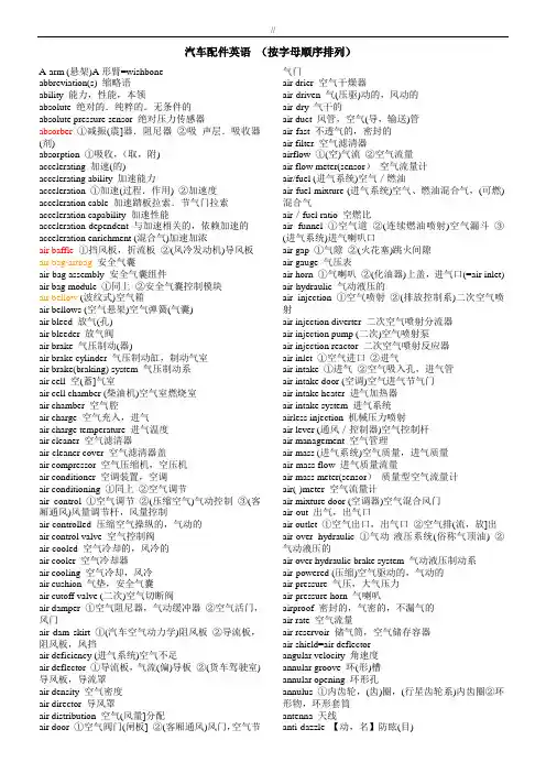 机动车配件英语词汇大全