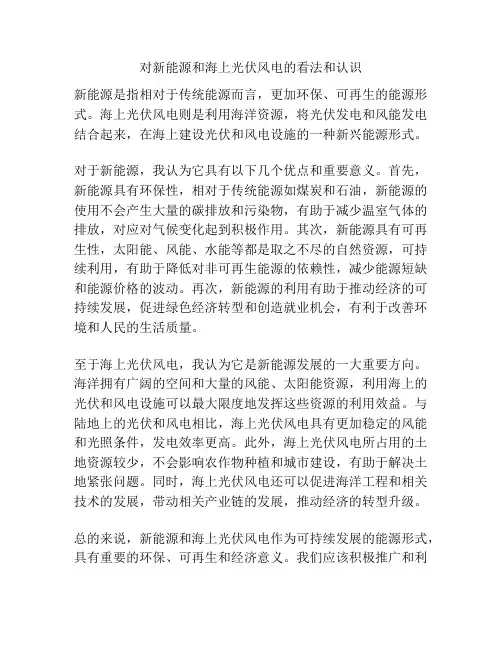 对新能源和海上光伏风电的看法和认识