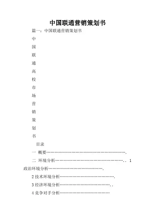 中国联通营销策划书