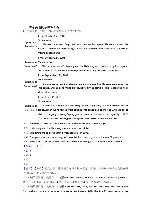 最新初中必备英语阅读理解技巧全解及练习题(含答案)(1)