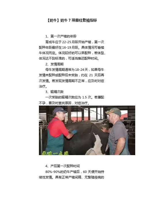 【奶牛】奶牛7项最佳繁殖指标