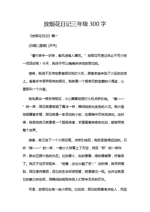 放烟花日记三年级300字