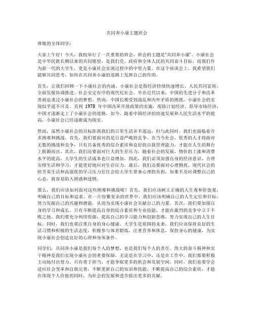 共同奔小康主题班会