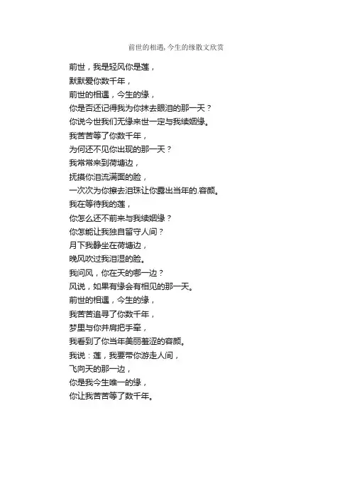 前世的相遇,今生的缘散文欣赏