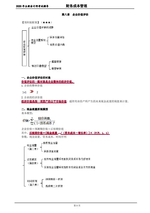 注册会计师_财务管理(2020)_第八章 企业价值评估
